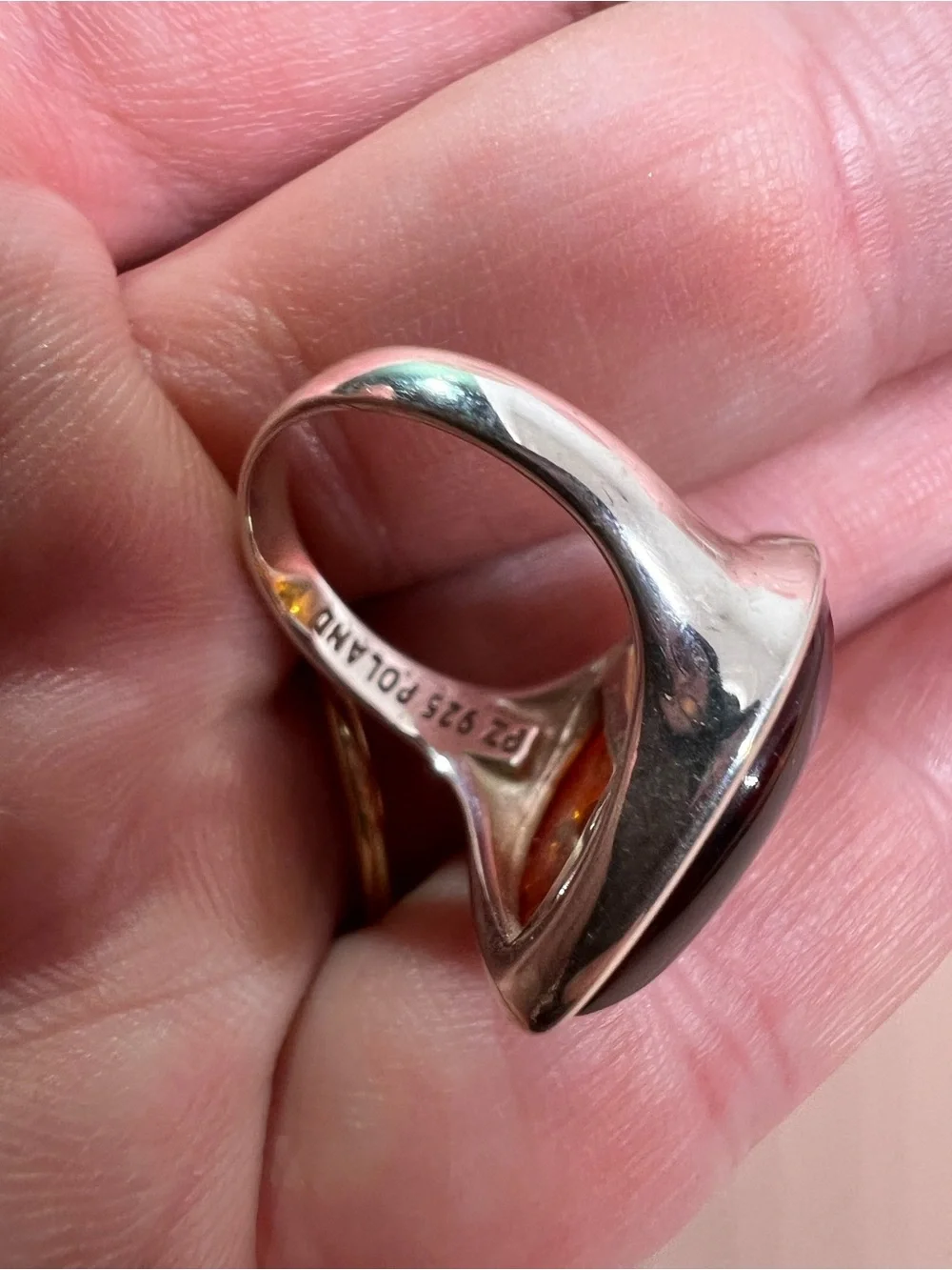 Sterling Silver Amber Statement Ring - Honey & Cognac Amber